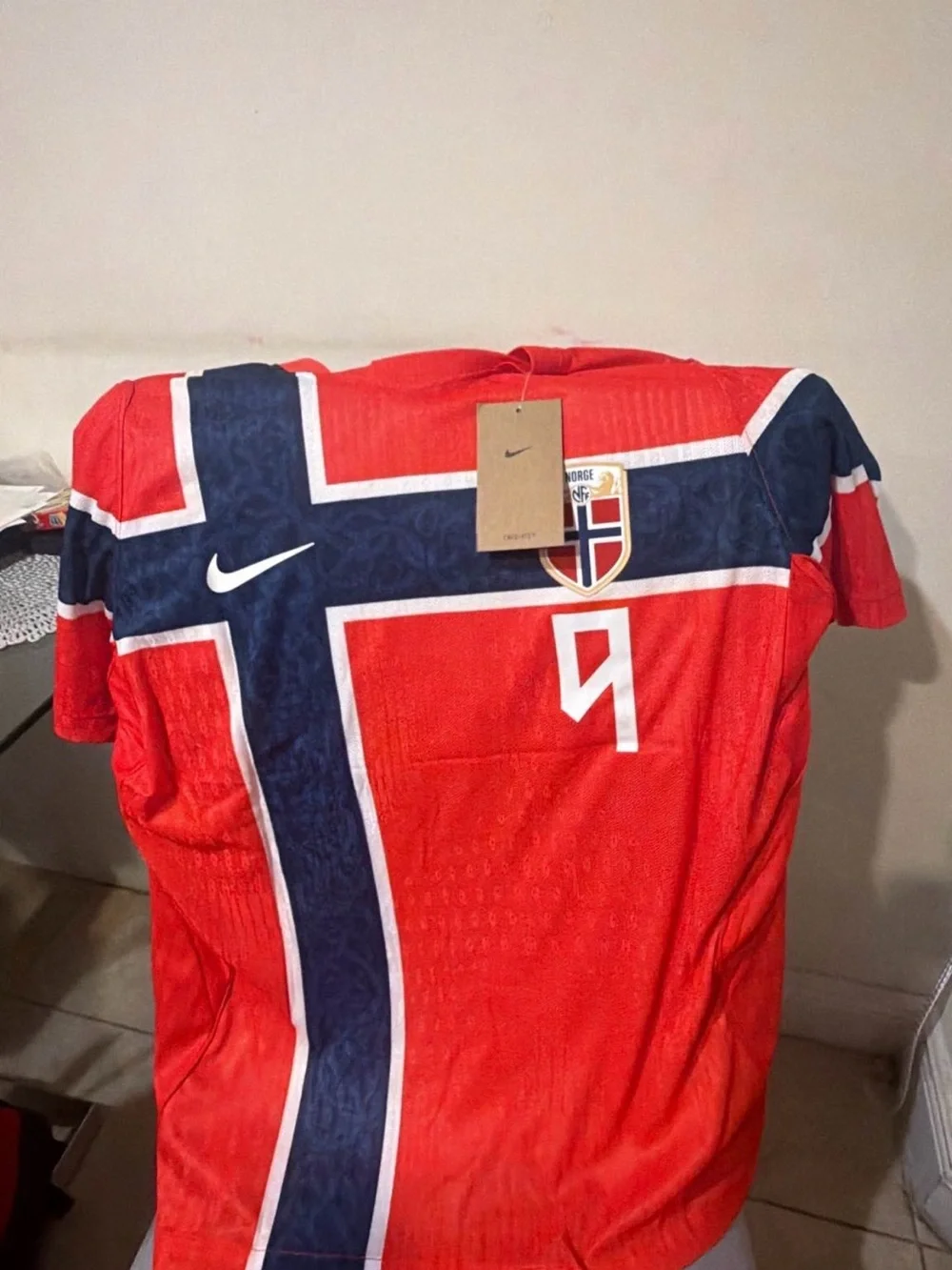 Nike Red Jersey with Navy Cross Accent and White Details